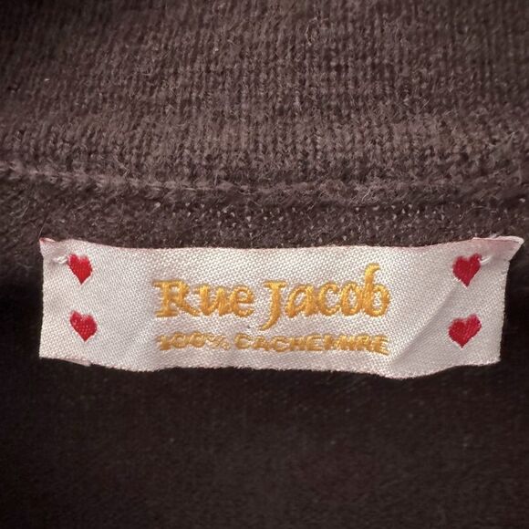 Vintage Cottagecore Rue Jacob Chocolate Lavender Cashmere Collared Sweater Sz 42 - Picture 5 of 7